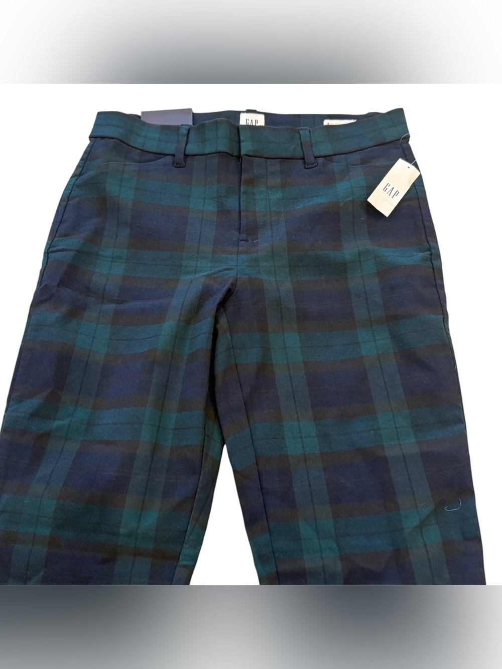 Gap NWT 4 Black Watch Plaid Skinny Ankle Pants Navy Green Classic Holiday Slacks